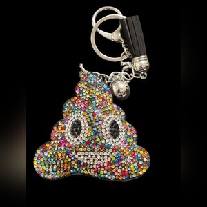 Colorful Rhinestone Poop Emoji Bag Charm Keychain